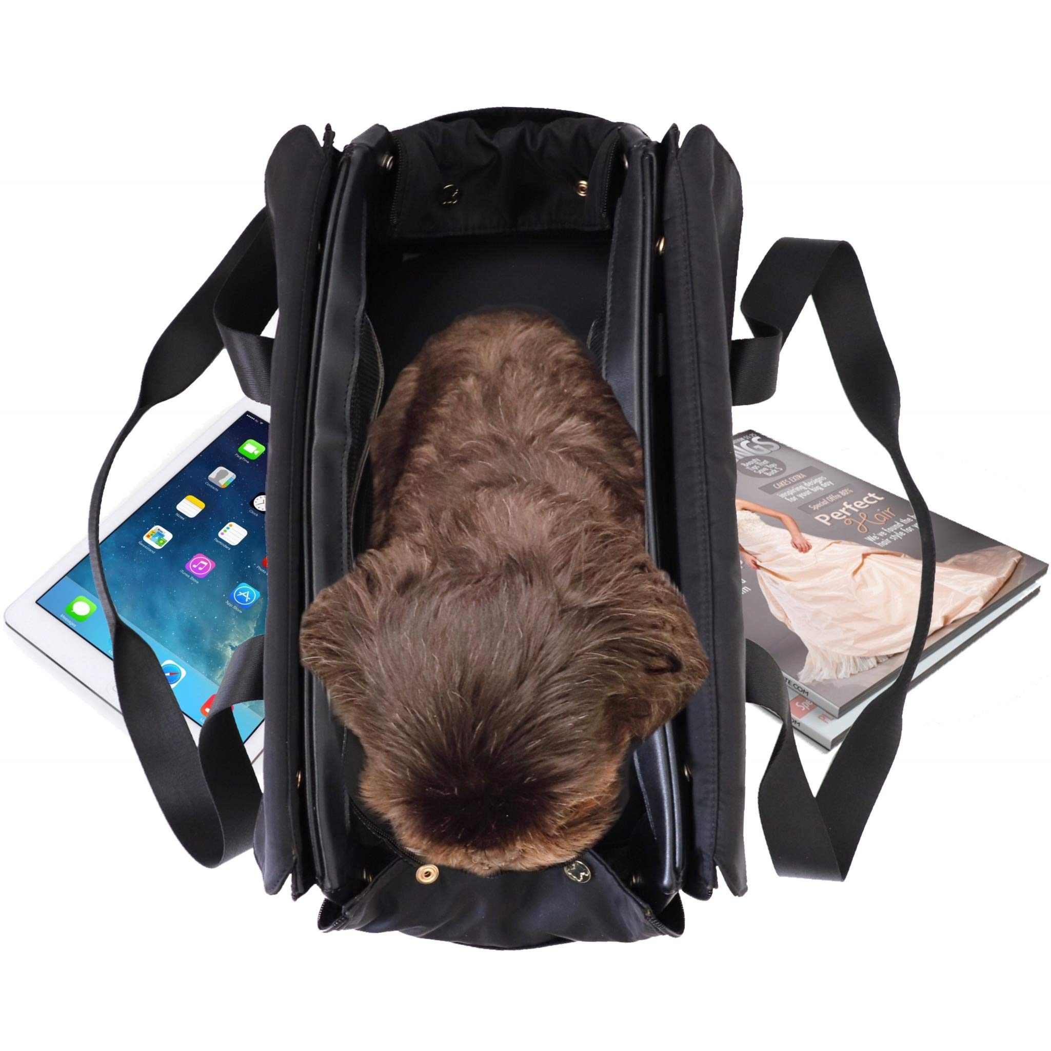 Airline Approved Interchangeable Flap Tote Pet Carrier for Small Dogs - Travel Friendly with Large Document Pockets (Base & Shell Tote Combo) | Perfect for Air Travel, Daily Commutes & Vet Visits