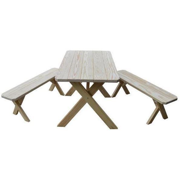 Unfinished Yellow Pine Cross Leg Table by A&L Furniture - Rustic Farmhouse Dining Table for Kitchen, Living Room & Outdoor Use