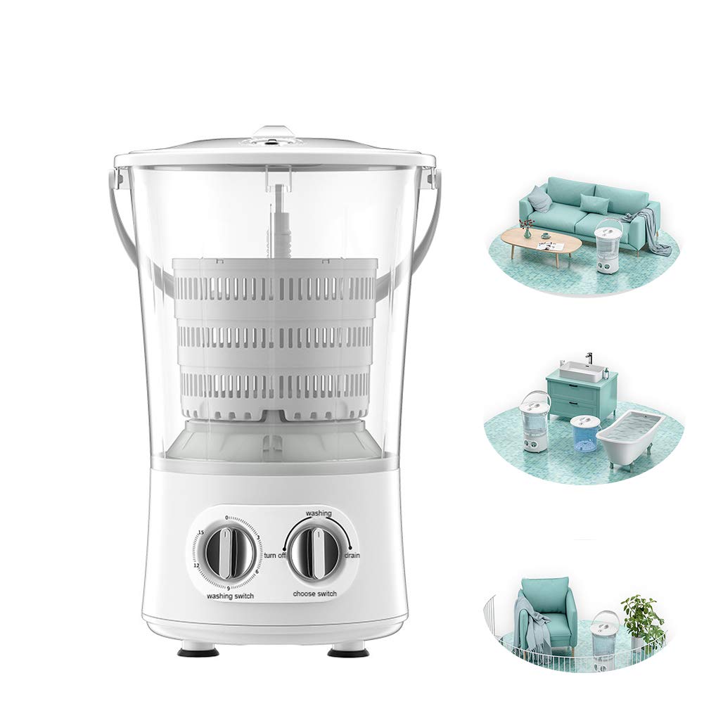 Portable 5-Speed Mini Washing Machine with Timer & Auto Shutoff - Compact Household Bucket Washer with Drain Basket for Apartments, Dorms, Camping & Travel