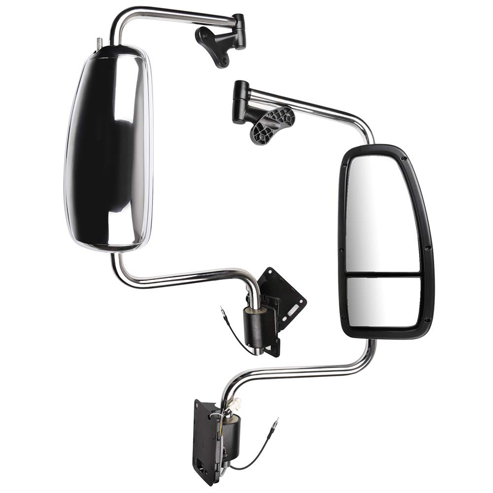 OCPTY Heated Chrome Truck Side Mirrors - Left Driver & Right Passenger Fit for International 9200 9400I 9900I (1997-2010) | Power-Heated for Enhanced Visibility in All Weather Conditions | Perfect for Long-Haul Trucking and Heavy-Duty Commercial Vehicles
