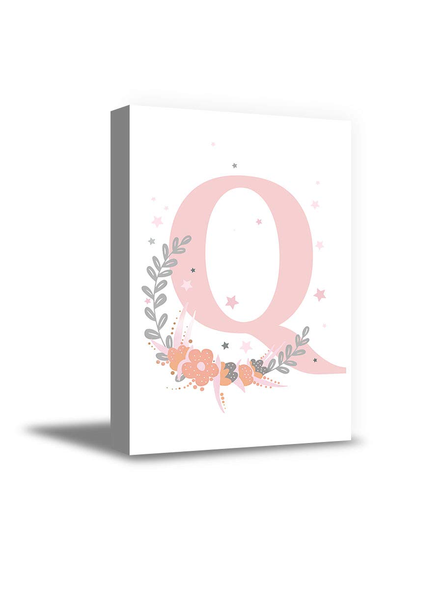 Personalized Pink Floral Letter Q Nursery Wall Art - 15