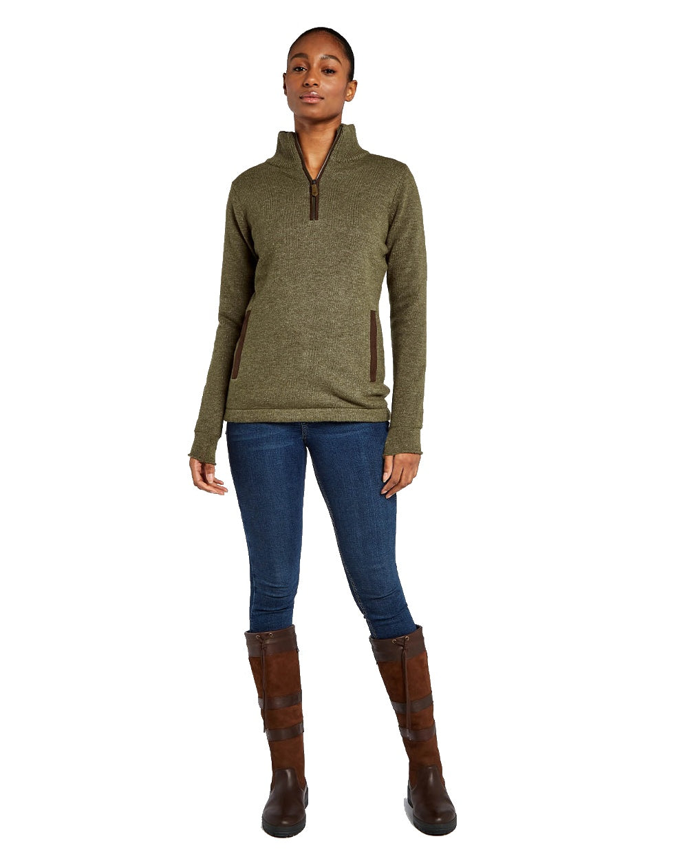 Dubarry Morrisey Zip Neck Sweater for Men - Warm Winter Pullover with Half-Zip Design - Cozy Casual & Outdoor Wear for Hiking, Travel & Everyday Use
