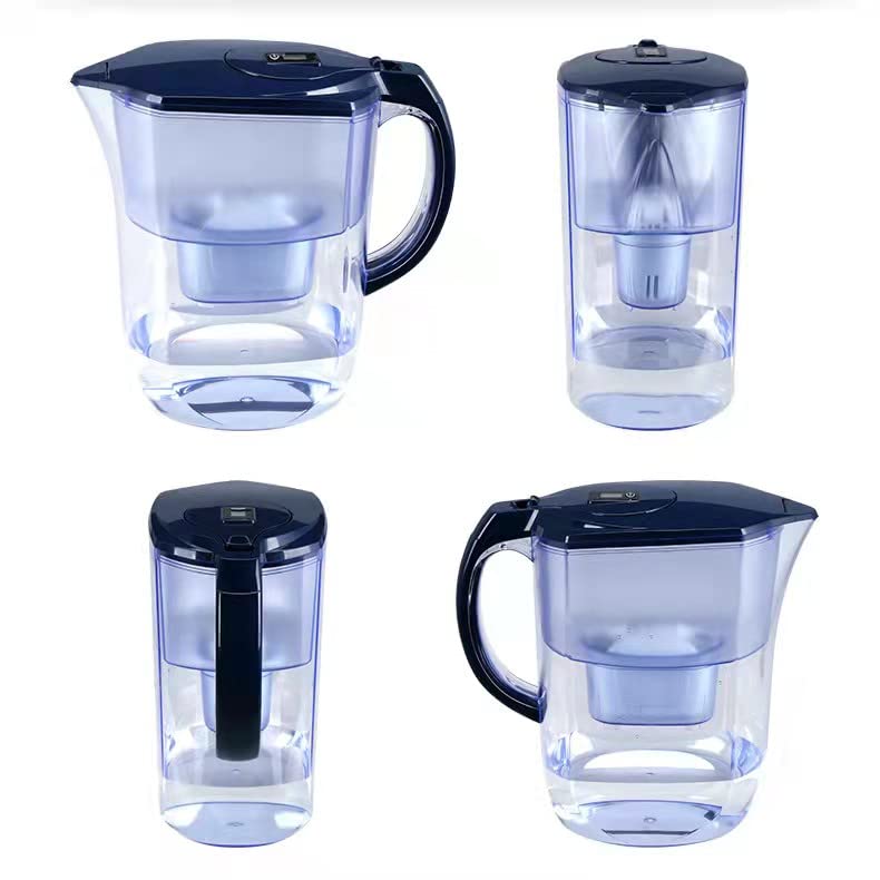 Alkaline Water Filter Pitcher 3.8L with Activated Carbon Filter - Reduces Limescale & Chlorine, BPA Free Water Purifier (Blue) - Perfect for Home, Office & Travel Hydration