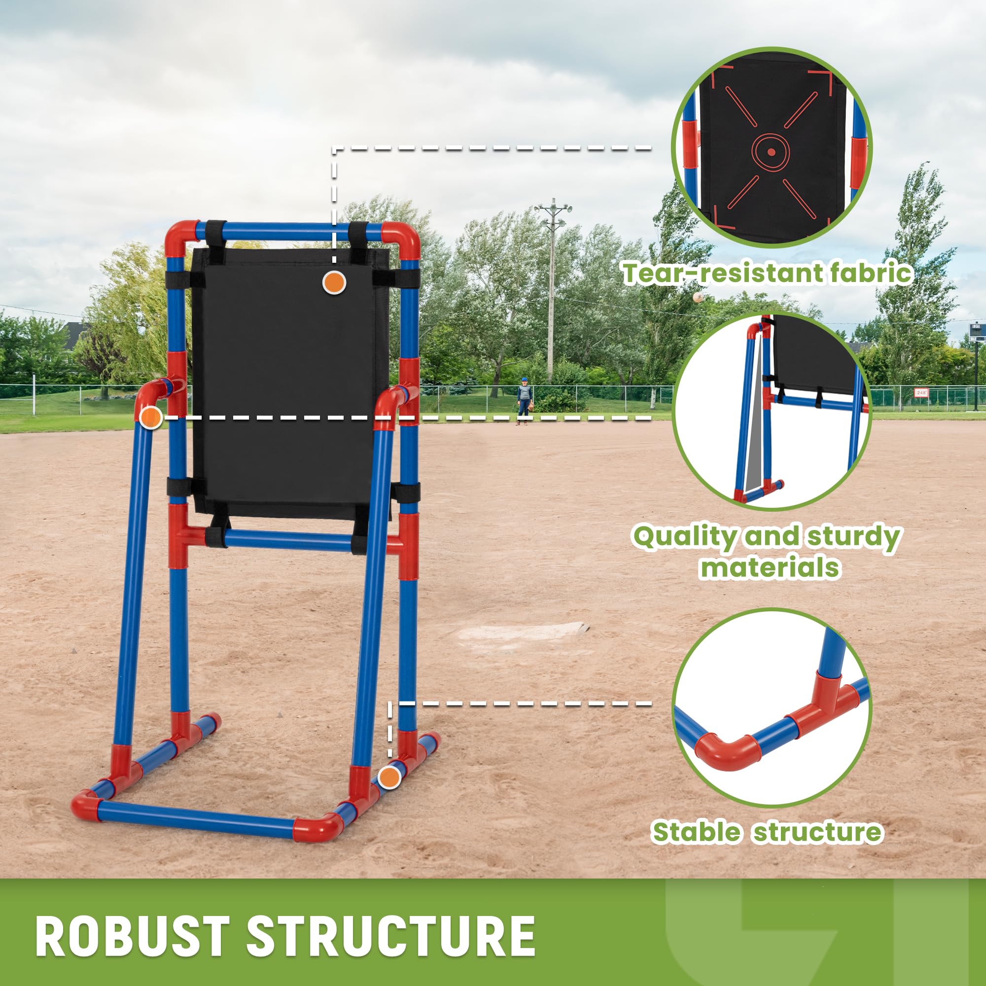 Ropoda Pitching Training Strike Zone Target - Practice Baseball & Softball with Wiffle Balls, Blitzballs & Plastic Baseballs | Easy Setup for Kids & Adults | Perfect for Backyard, Park & Team Training Sessions