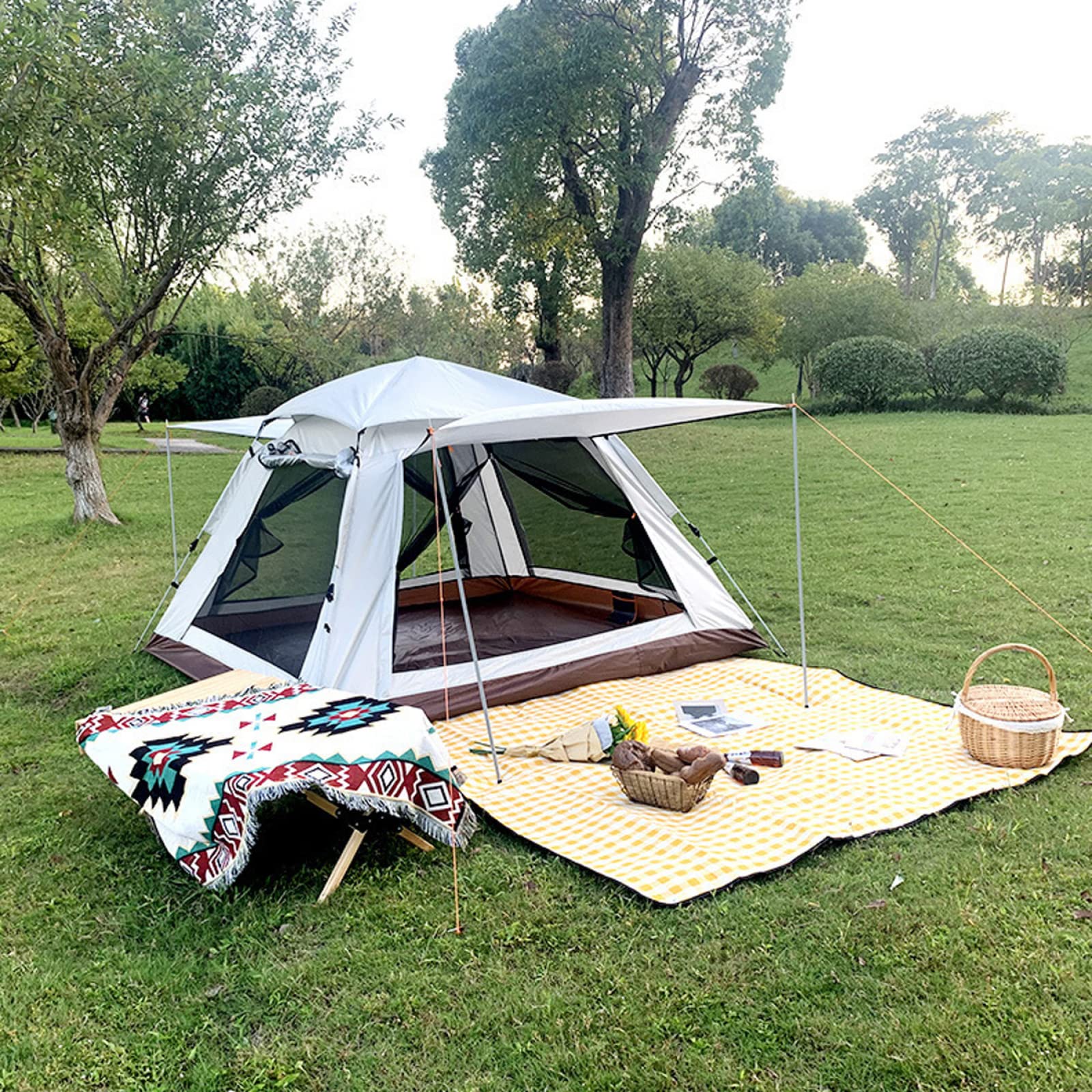 4-Person Tipi Tent for Camping - Insect Proof with Double Doors & 4 Windows - Lightweight & Stable Tunnel Tent for Family Outdoor Adventures - Perfect for Backpacking, Hiking & Beach Trips