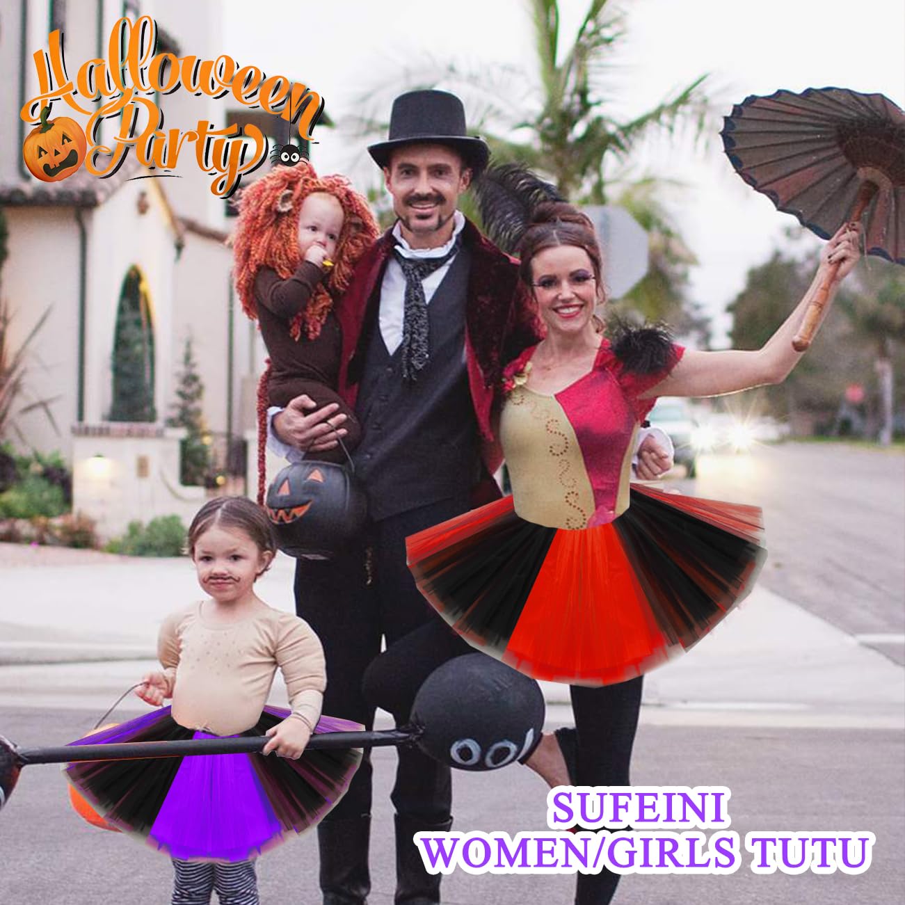 Red and Black Tulle Tutu Skirt for Girls, Women & Adults - Halloween Witch Costume Party Dress | Perfect for Halloween, Cosplay, Dance Performances & Themed Parties