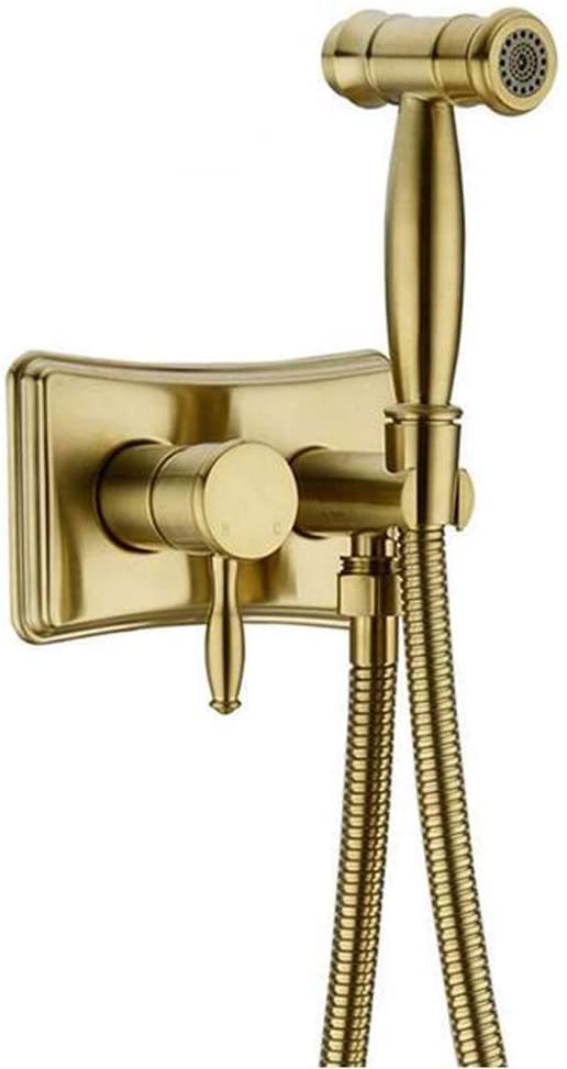 WQWY Bidet Spray Set - Hot & Cold Handheld Toilet Bidet Attachment with 2 Functions, Brushed Gold Finish | Perfect for Bathroom Hygiene & Comfort