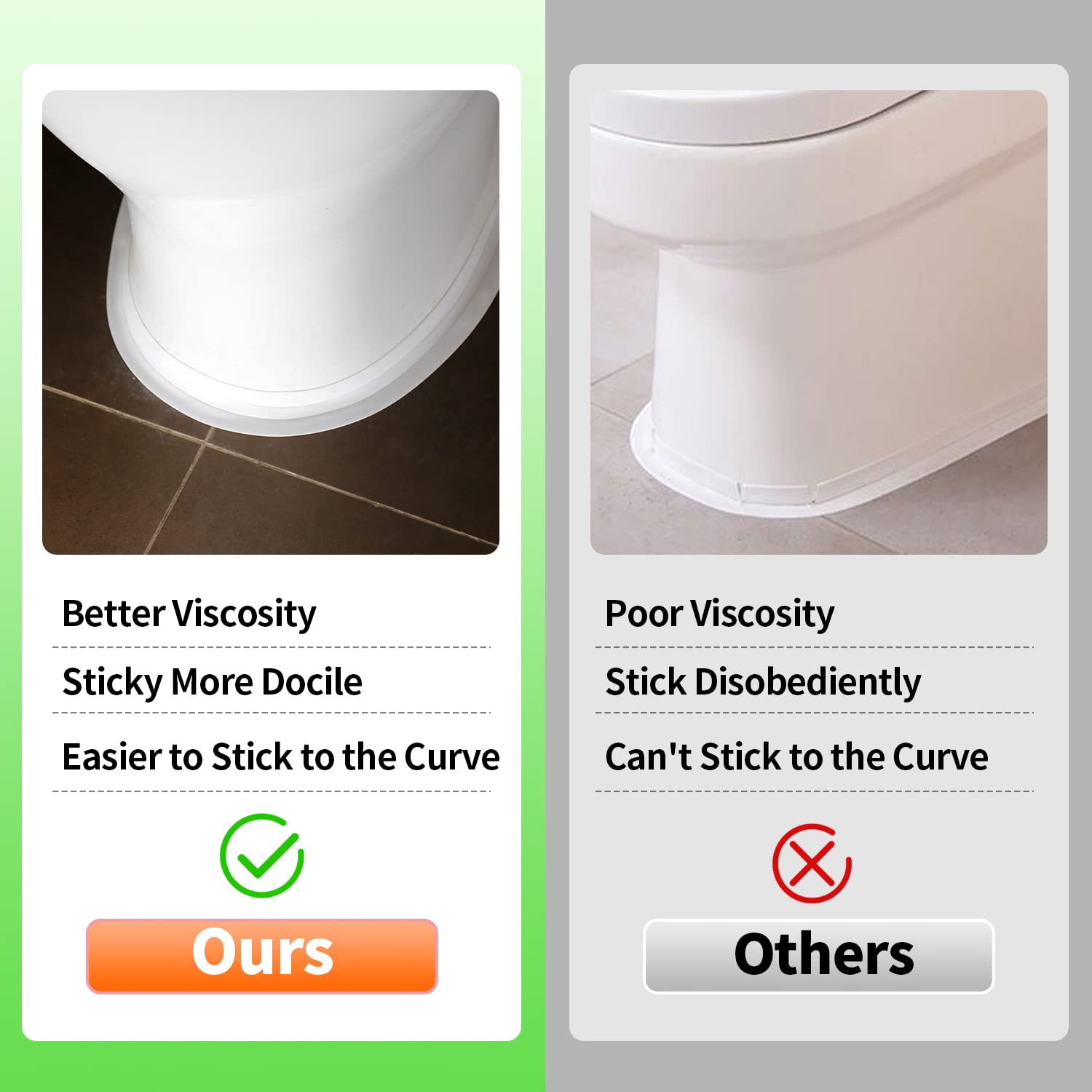 Self-Adhesive Caulk Tape for Bathroom & Kitchen - Waterproof Seal Strip for Toilet Base, Tub Surround & Countertop - Easy Installation for Leak Protection & Mold Prevention - Perfect for Home Renovation & DIY Projects