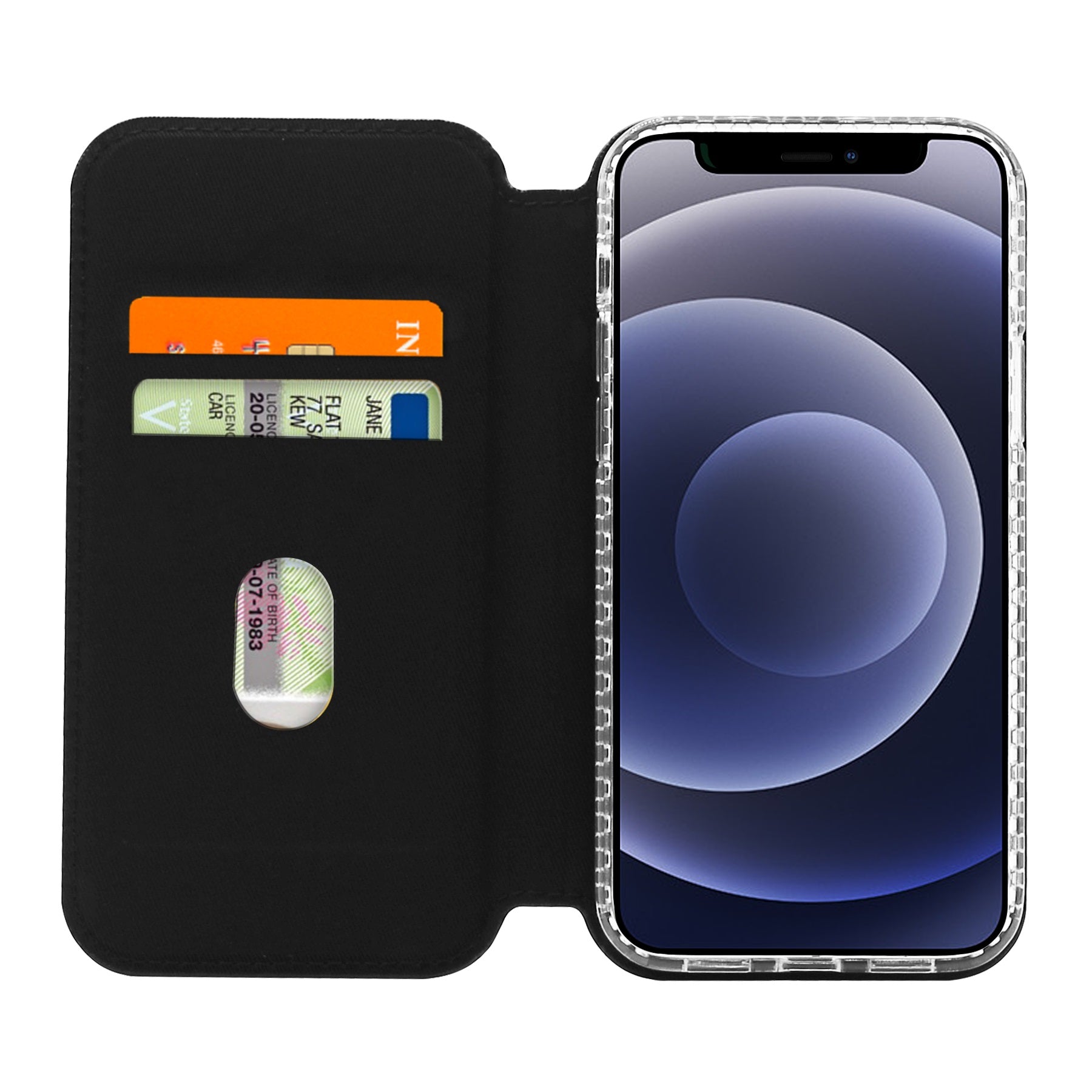 3sixT SlimFolio 2.0 Ultra Thin Leather Wallet Case for iPhone 12 & 12 Pro - RFID Blocking Card Holder (Black) | Perfect for Everyday Use & Travel Protection