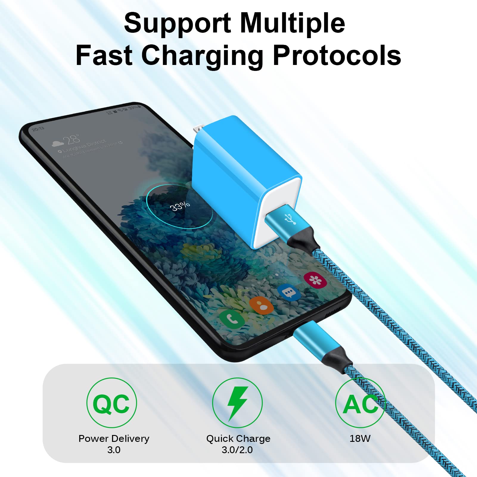 Fast Charging USB Type C Charger Cable 3FT/6FT for Samsung Galaxy A14 5G/A54 5G/S23 Ultra/S22/S21/S20/S10/S9/A53/A52/A51/A34/A32/A23/A13/A12/A03s/A01 - Compatible with Android Phones | Perfect for Home, Office & Travel Charging