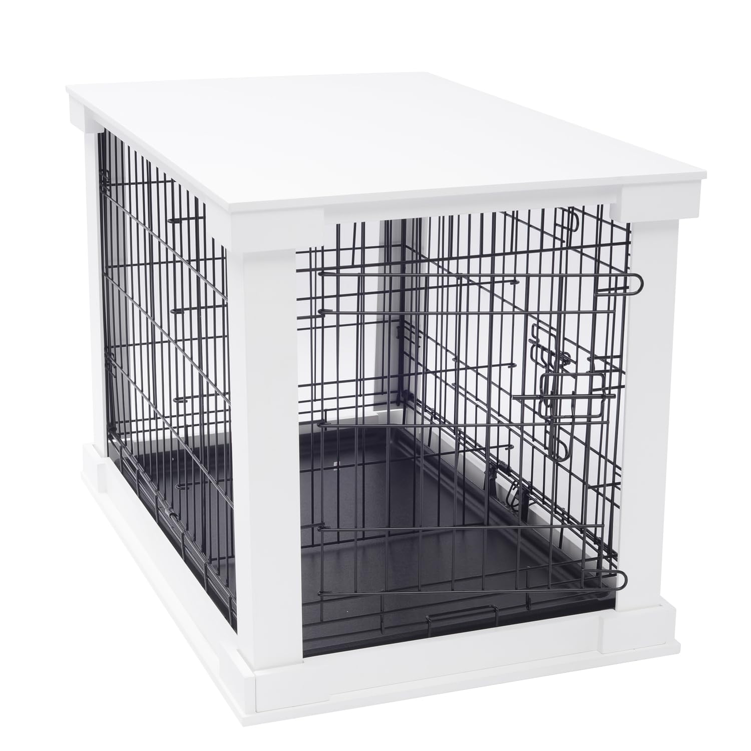 Zoovilla White Dog Cage with Crate Cover - Small Dog Kennel for Small Breeds | Indoor & Outdoor Pet Crate for Home, Travel & Training