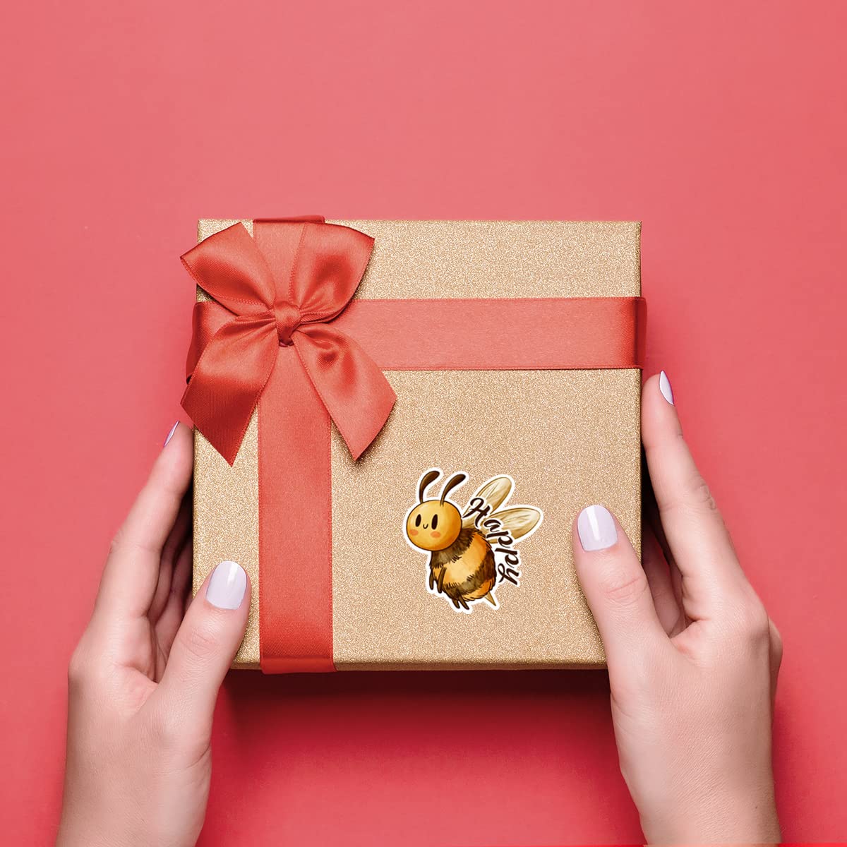 500 PCS Bee Happy Stickers - Funny Bumble Bee & Cute Small Business Stickers for Laptops, Water Bottles, Journals & DIY Crafts