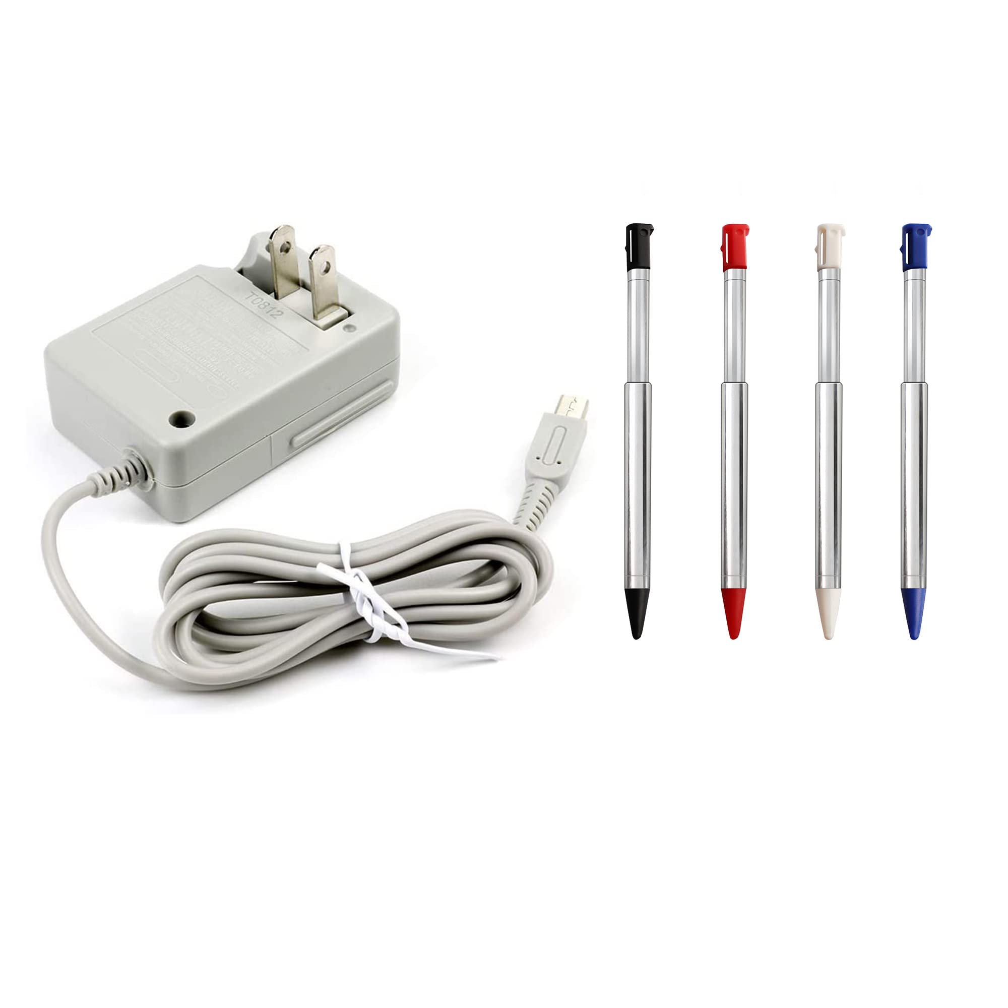 Nintendo 3DS Charger Bundle - AC Power Adapter & 4 Pack Stylus Pens | Fast Charging Cable for 3DS/3DS XL/2DS | Perfect for Gaming at Home or Travel