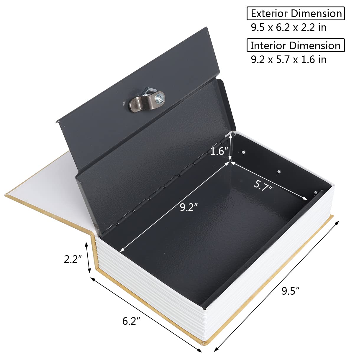 Kasten Book Safe with Key Lock - Hidden Diversion Safe Box for Cash, Jewelry & Valuables - 9.5x6.2x2.2 Inch Secret Storage - Perfect for Home Security, Travel & Emergency Hideouts