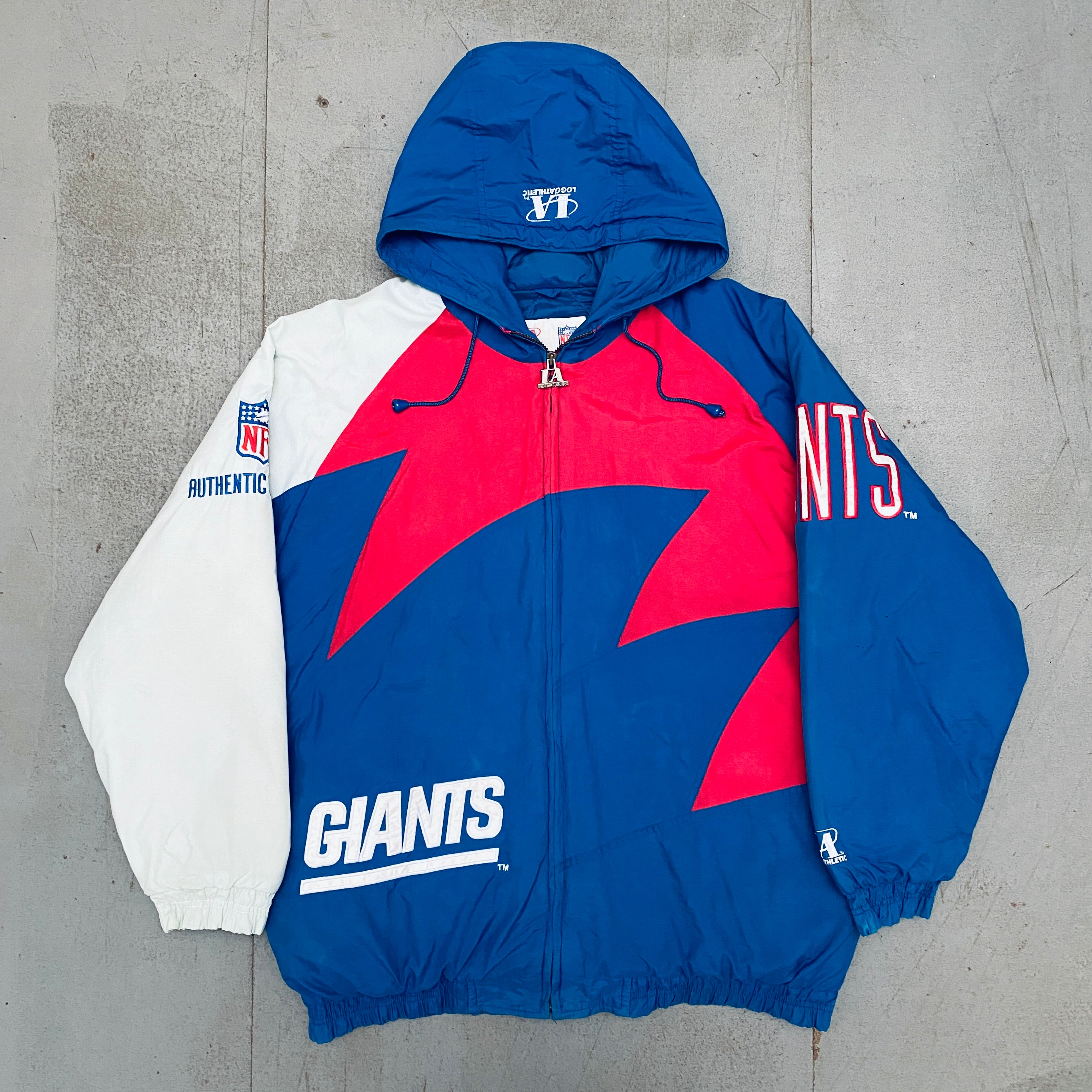 New York Giants 1990s Logo Athletic Sharktooth Full-Zip Proline Jacket - XL Size for Men | Vintage NFL Football Fan Gear, Game Day Outfit & Cold Weather Sports Apparel