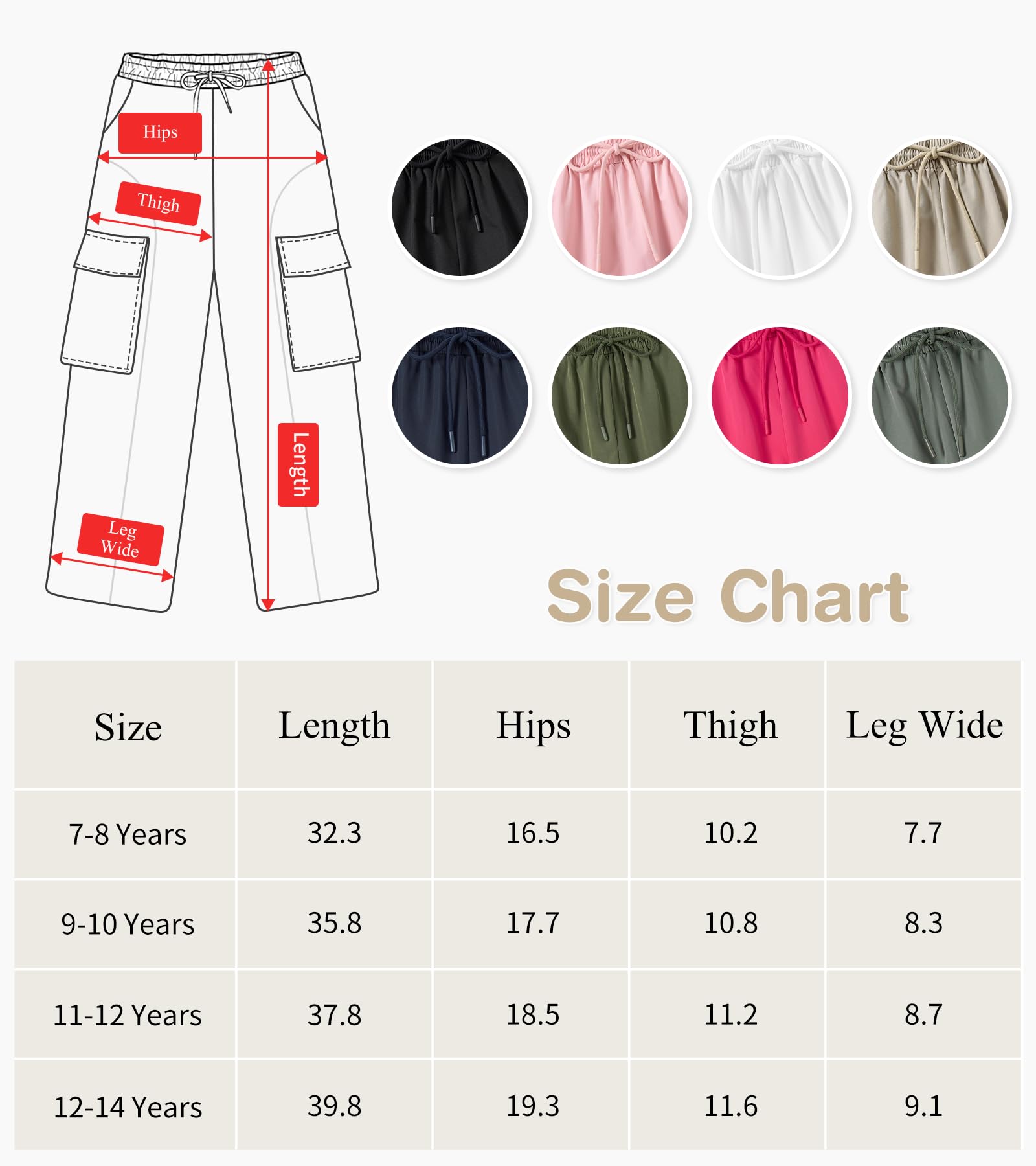 Vogseek Girls Cargo Pants for 7-14 Years | Y2K Joggers Trousers | Kids Baggy Pants with Pockets | Casual Wear, School Outfits & Street Style Fashion