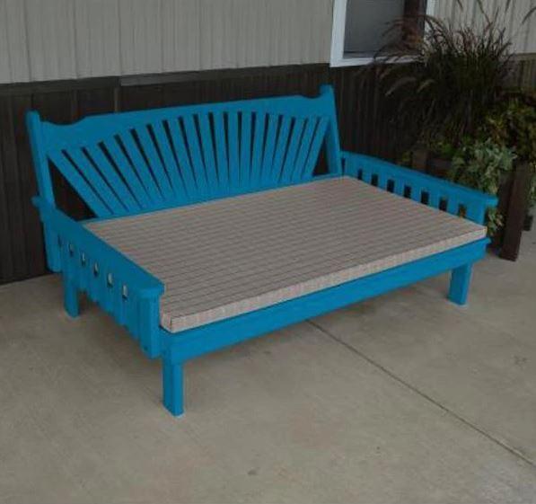 A&L Furniture Yellow Pine Fanback Daybed - Rustic Wooden Sofa Bed for Living Room, Guest Room & Outdoor Use