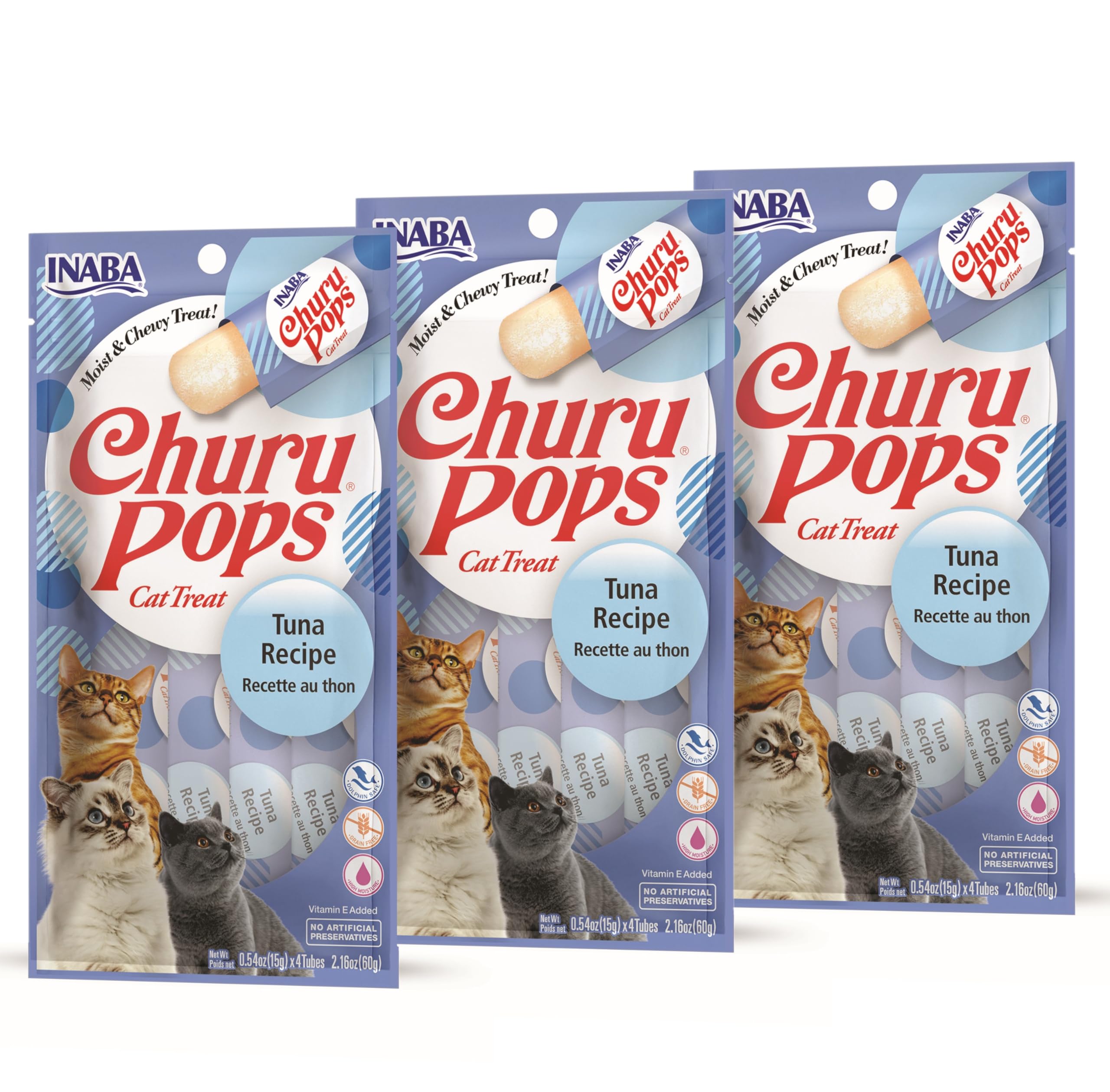 INABA Churu Pops Moist & Chewy Cat Treats - Tuna Flavor (12 Tubes) | Irresistible Soft Cat Snacks for Training, Rewards & Bonding with Your Feline Friend