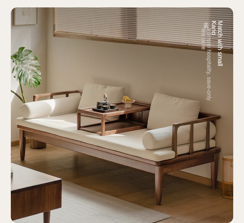 Premium Black Walnut Solid Wood Convertible Sofa - 2-in-1 Winter & Summer Use for Living Room, Bedroom, or Office - Comfortable & Durable Furniture for All Seasons