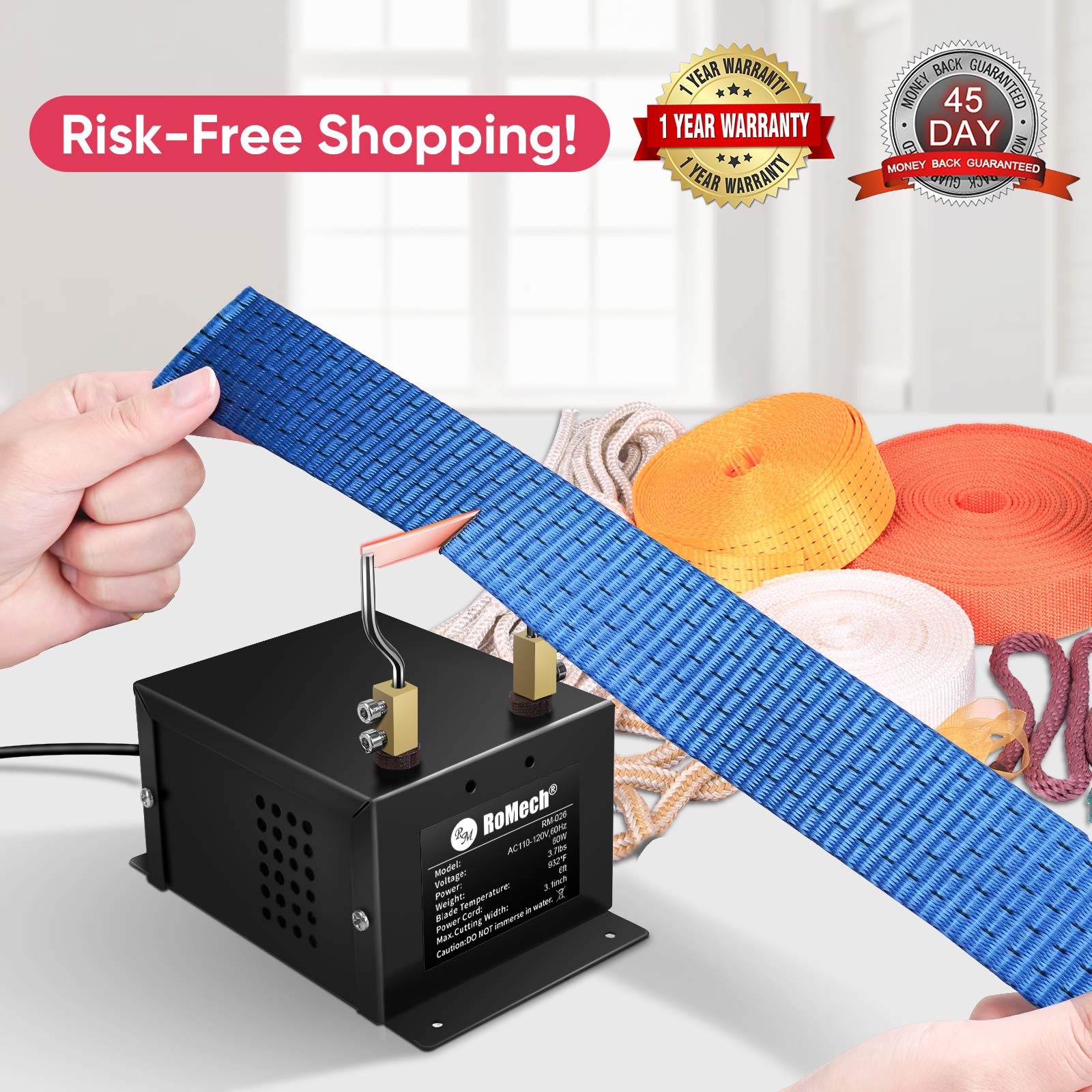 ROMECH 60W Electric Rope Cutter with Replacement Parts - Heavy Duty Cord Cutting Tool for Marine, Fishing, Agriculture & Industrial Use
