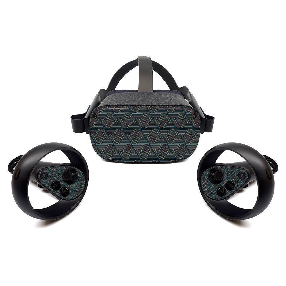 MIGHTY SKINS Protective Vinyl Decal Wrap Cover for Oculus Quest - Triangle Stripes Design | Durable, Customizable Skin | Easy to Apply & Remove | Made in USA | Perfect for Gaming Protection & Personalization