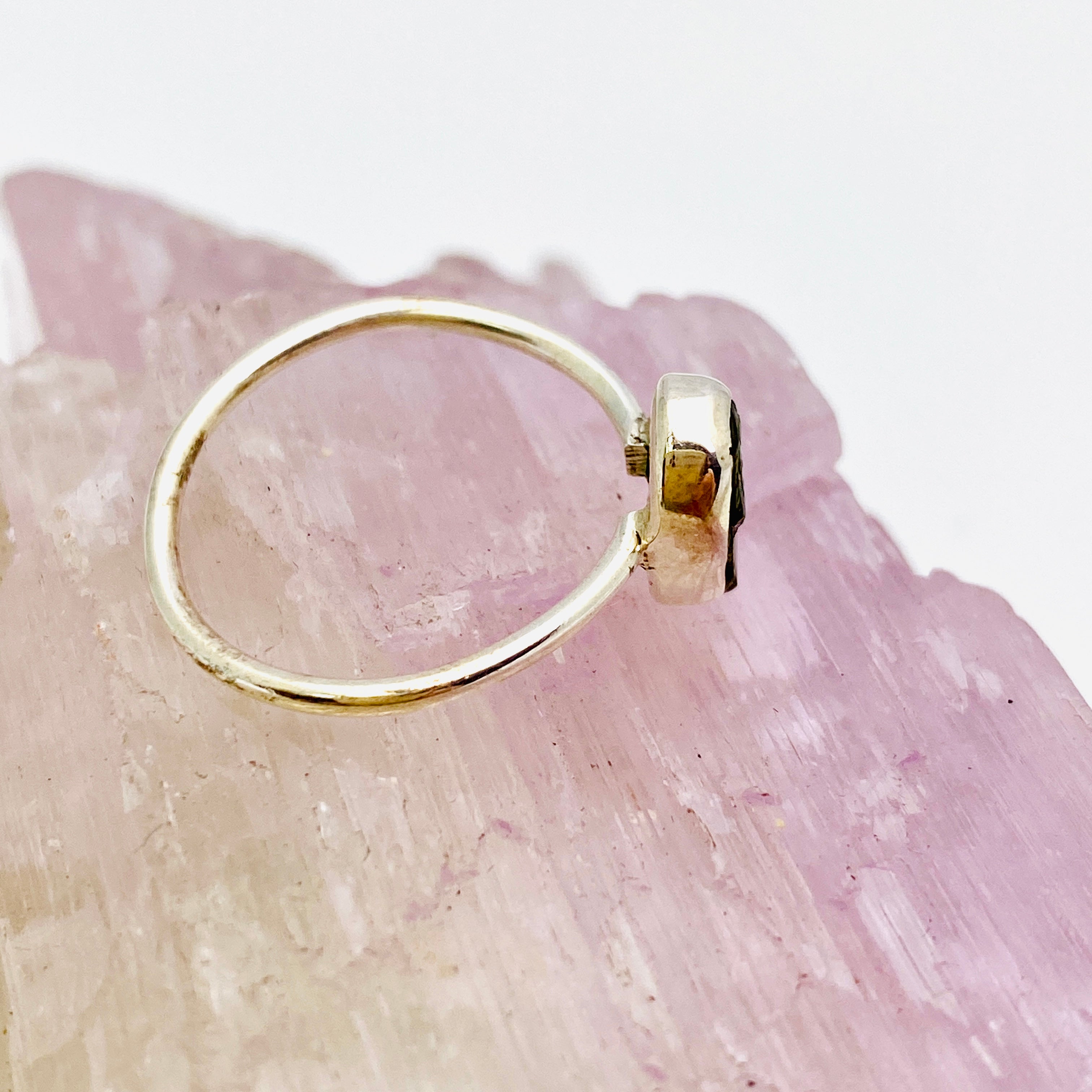 Natural Green Tourmaline Gemstone Ring | Dainty Raw Stone Band | Handcrafted Jewelry for Women | Perfect for Boho Style, Everyday Wear & Special Occasions