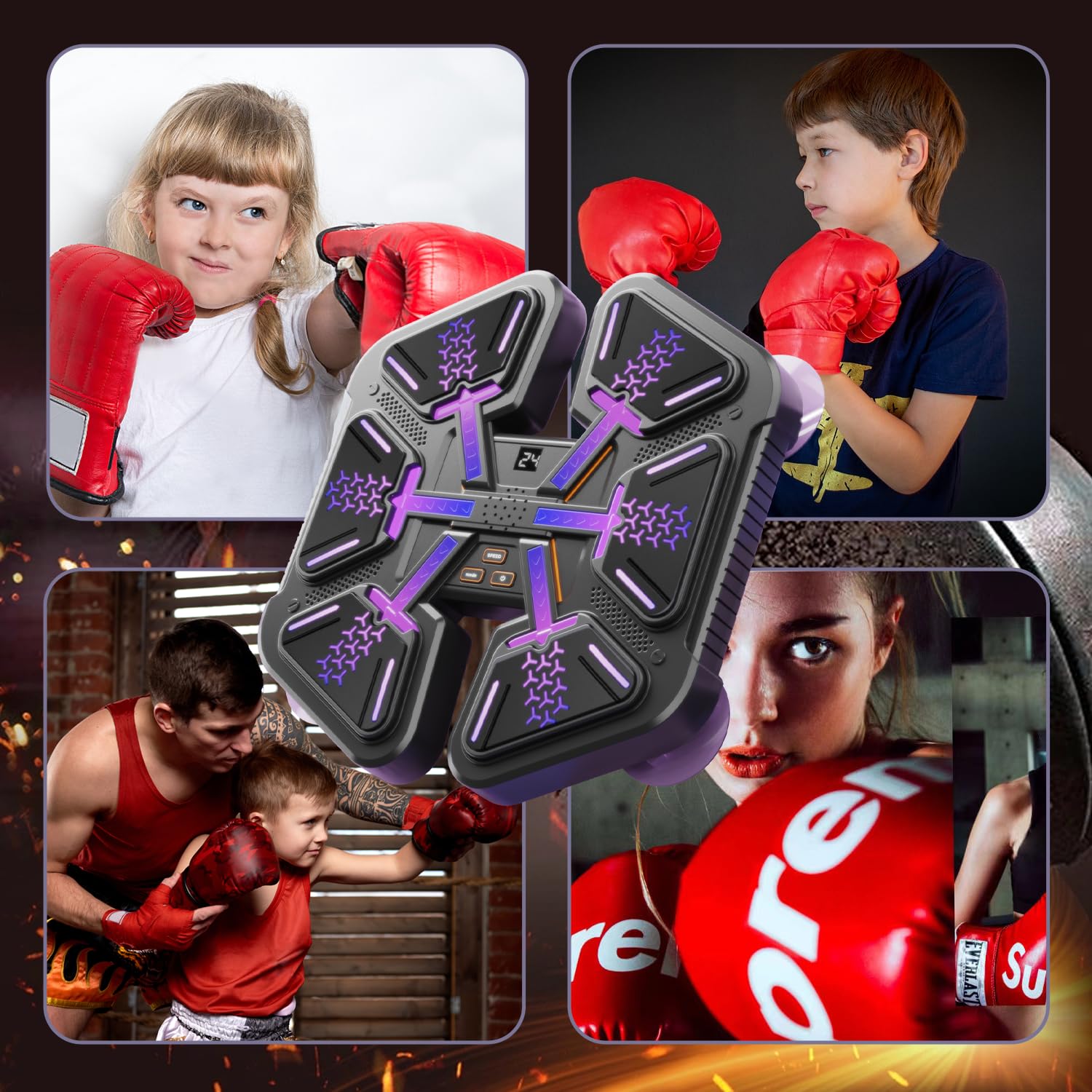 Junbinwon&NP 2025 Upgraded Music Boxing Machine with Leather Gloves - Wall Mounted Punching Bag for Boxing Training, Home Gym & Office Workout Equipment | Perfect for Kids & Adults Fitness, Stress Relief & Cardio Exercise