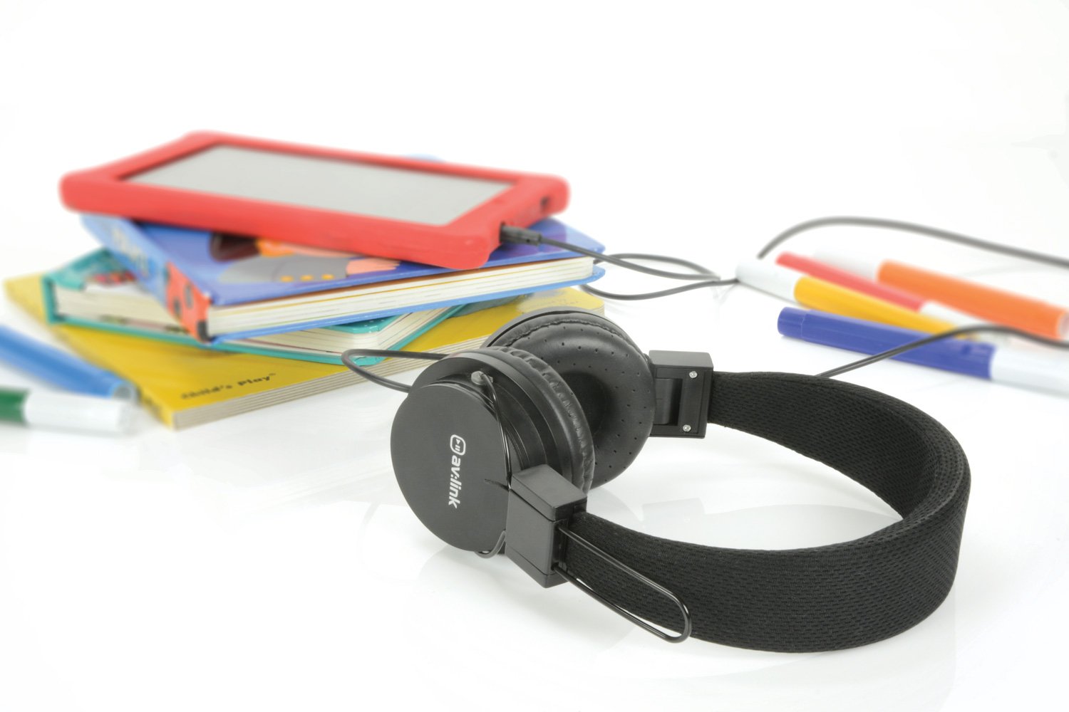Kids' Volume-Limiting Headphones with Built-in Microphone - Safe for School & Learning (Black) | Perfect for Online Classes, Homeschooling & Travel