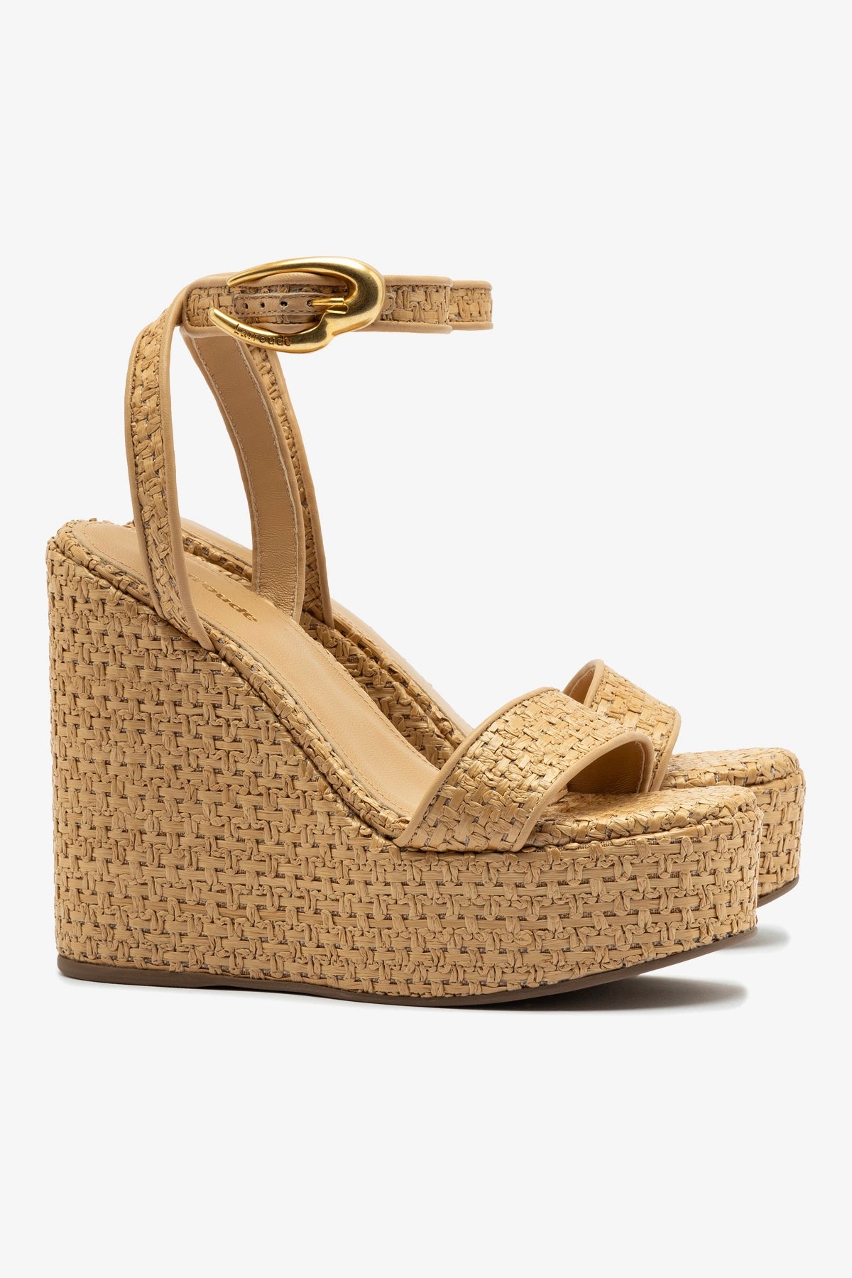 Verona Hi Wedge Sandals in Beige Leather & Natural Raffia - Comfortable Summer Wedges for Women, Perfect for Beach Vacations, Date Nights & Casual Outings