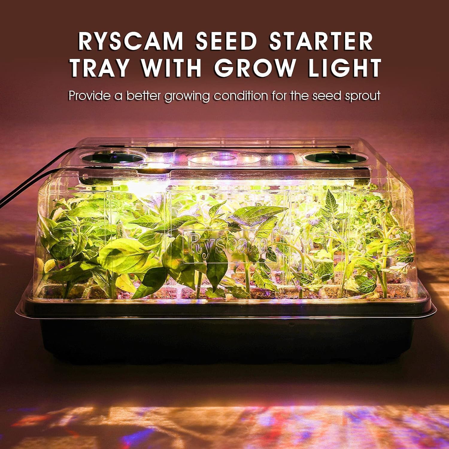 **96-Cell Seed Starter Kit with Grow Light & Humidity Domes – Adjustable LED Light & Auto Timer for Indoor Gardening, Plant Germination, Hydroponics & Herb Growing**