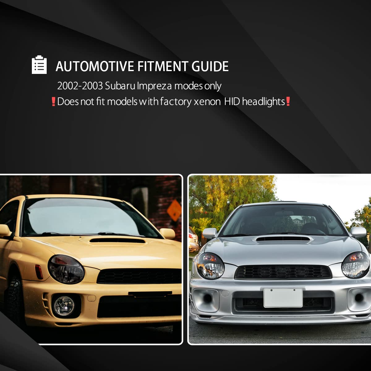 AUTOZENSATION Black Clear Headlights Pair Compatible with 2002-2003 Subaru Impreza - Left & Right Replacement Headlamps for Improved Night Driving & Style Upgrade