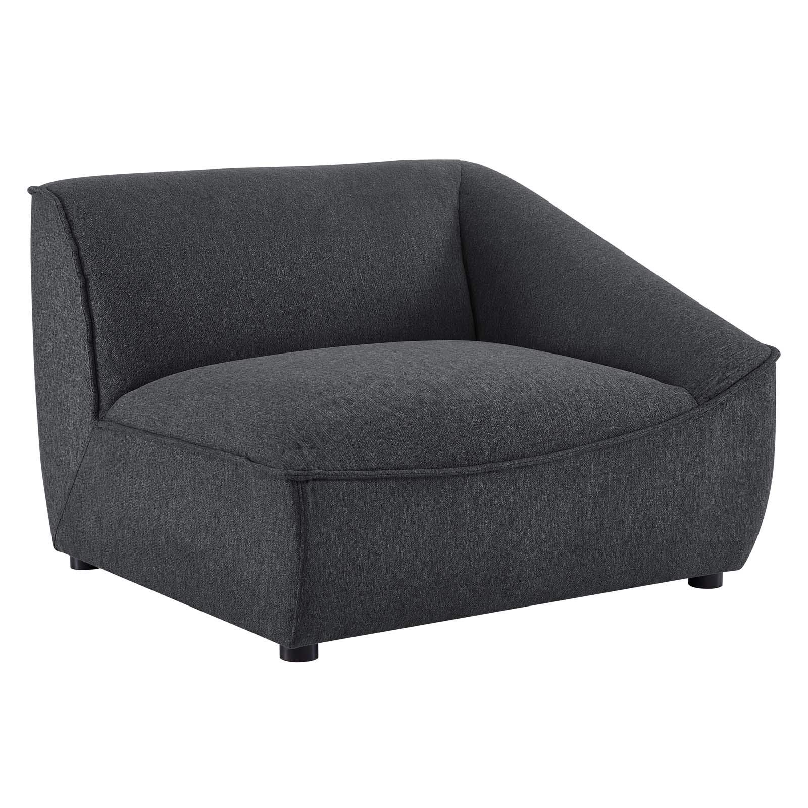 Modway Comprise 4-Piece Fabric Upholstered Sectional Sofa with Chaise Lounge - Charcoal Gray - Modern Living Room Furniture for Small Spaces & Apartments