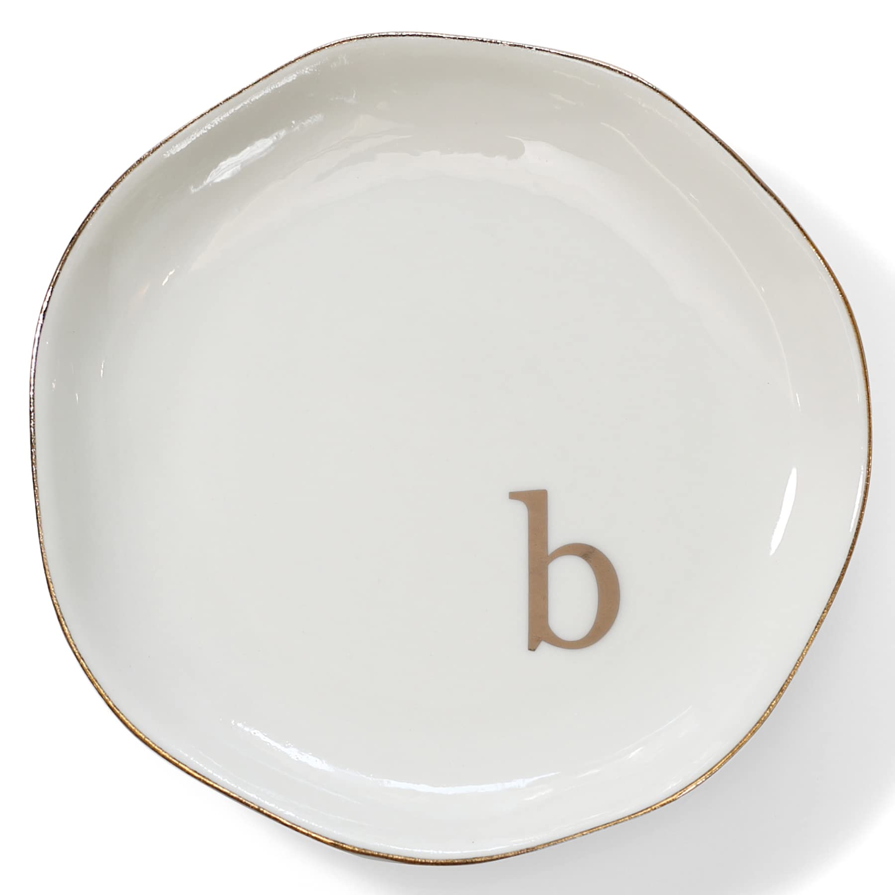 Personalized B-Monogrammed Ceramic Ring Dish - Initials Jewelry Tray for Engagement, Wedding, Birthday & Christmas Gifts - Perfect for Women, Friends & Sister - Elegant White Home Decor for Vanity, Dresser & Nightstand Organization