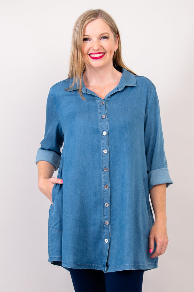 Stylish Tencel Denim Gill Blouse for Women - Comfortable & Trendy Top for Casual Wear, Office Outfits & Date Nights