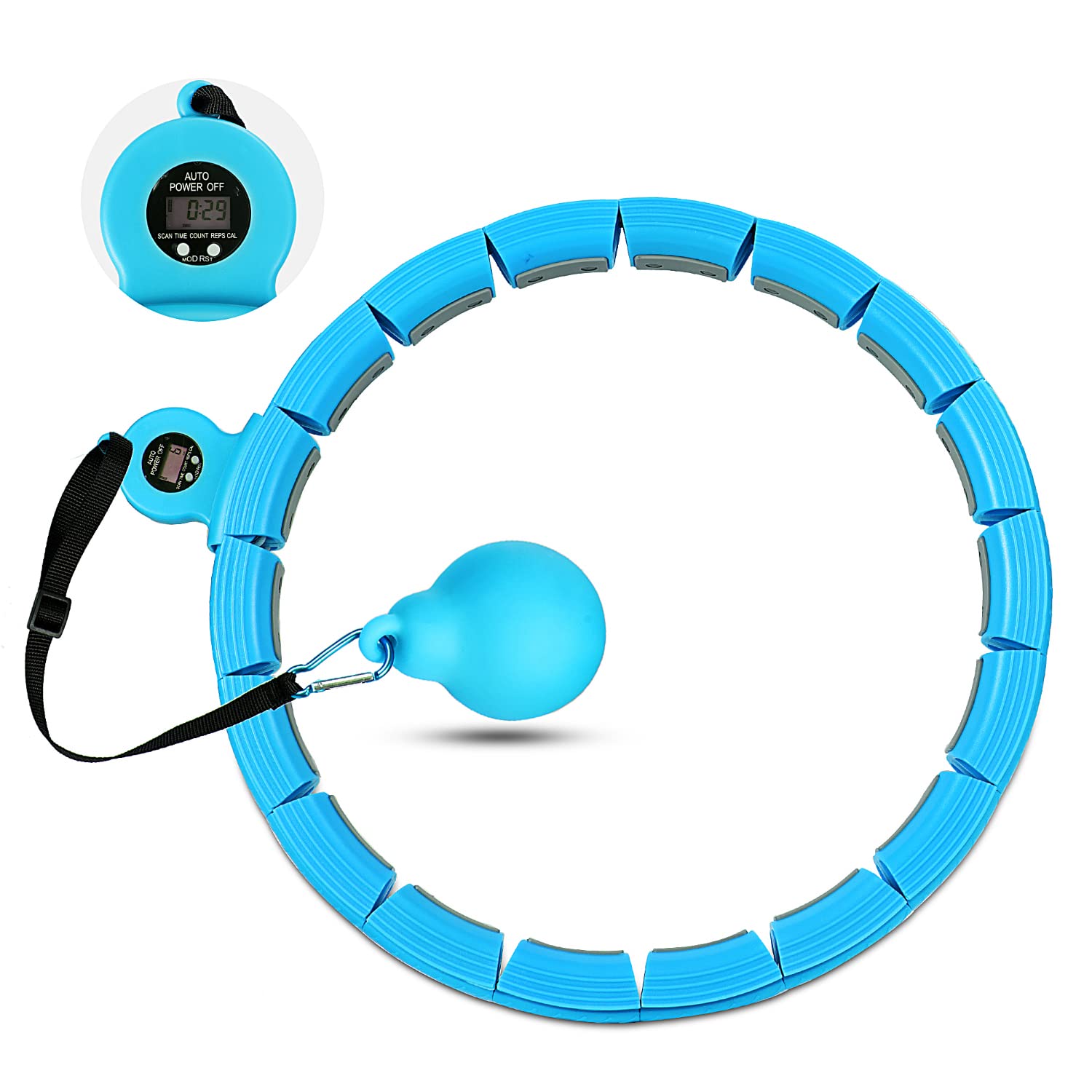 Smart Weighted Hula Hoop for Adults & Kids - Adjustable 18 Detachable Knots with Auto-Spinning Ball - Infinity Hoop for Abdominal Workout, Core Exercise & Weight Loss - Perfect for Home Fitness, Gym Training & Daily Workout Routine