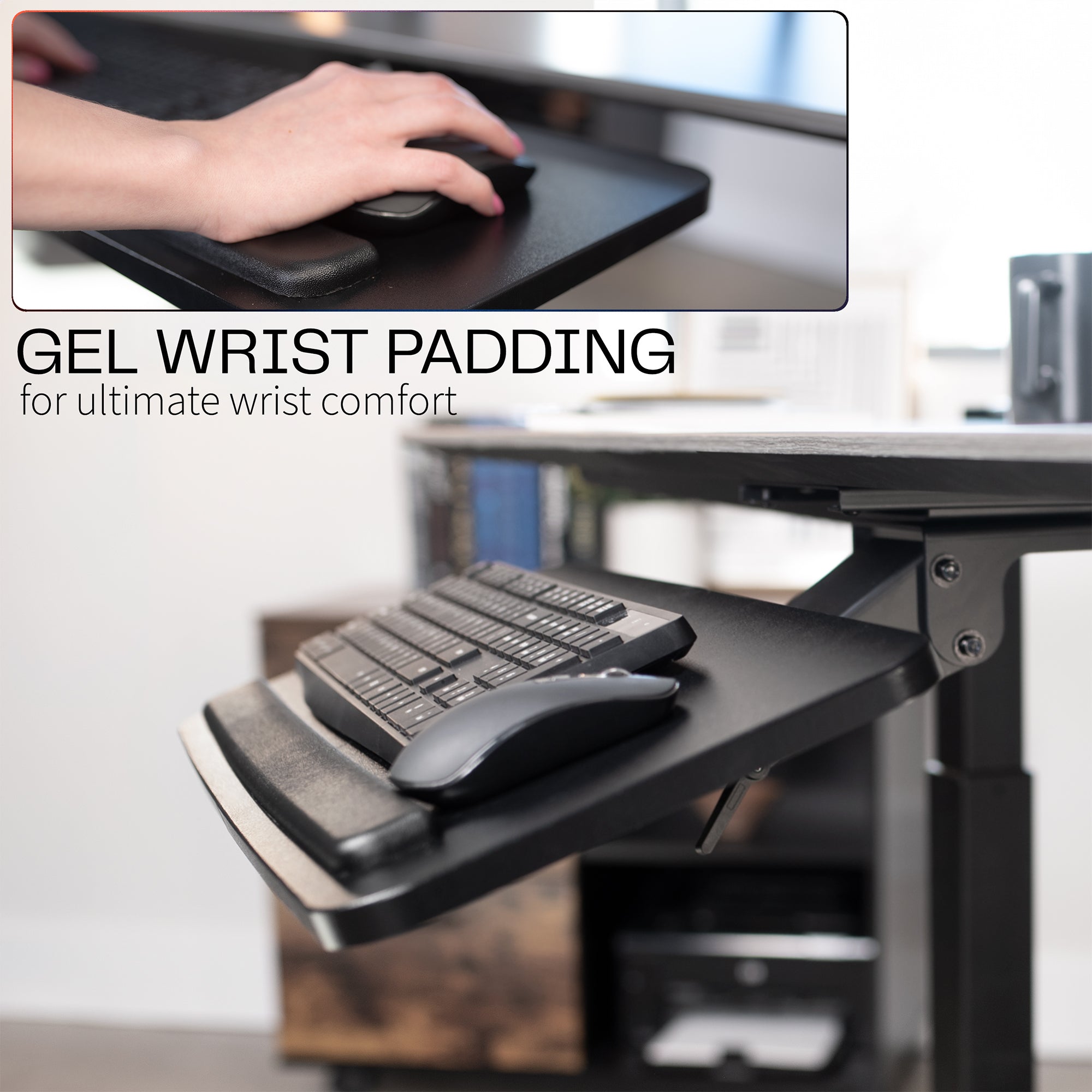 Ergonomic Under Desk Keyboard Tray - Adjustable Slide-Out Computer Keyboard Stand for Office & Home Workspace - Perfect for Typing Comfort and Space Saving