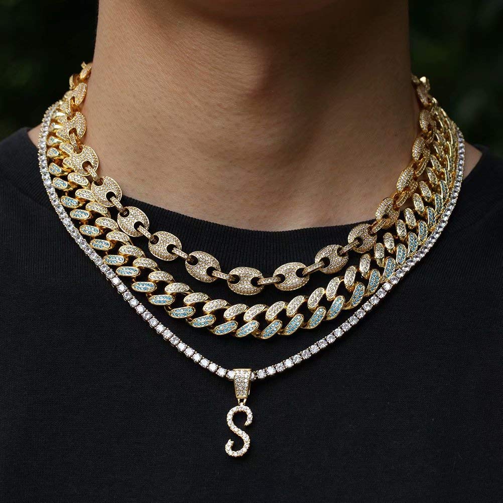 Custom Cursive Name Necklace - Iced Out A-Z Initial Pendant with Diamond Tennis Chain in Silver/Gold for Men & Women | Hip Hop Jewelry Gift for Birthday, Anniversary & Special Occasions