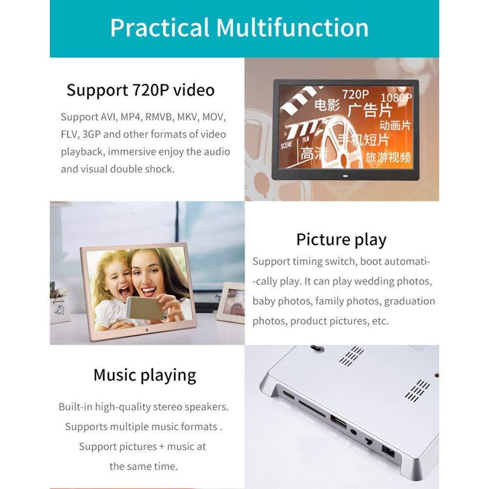 10 Inch Digital Photo Frame - 1024x600 HD Display, USB/SD Card Support, Auto-Rotate, Slideshow - Perfect for Christmas, Wedding, Birthday Gifts & Home/Office Decor