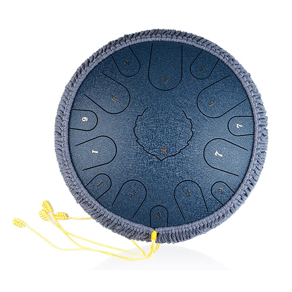 14 Inch Steel Tongue Drum - 15 Note Handpan Percussion Instrument with Carry Bag, Drumsticks, Tutorial Book & Finger Picks (Navy Blue) | Perfect for Meditation, Music Therapy, Yoga, and Relaxation