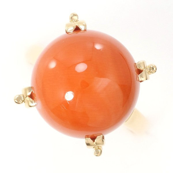 18K Yellow Gold Coral Ring for Women - Elegant Handmade Jewelry Gift for Birthday, Anniversary & Valentine's Day - Perfect for Beach Weddings & Summer Fashion Accessories