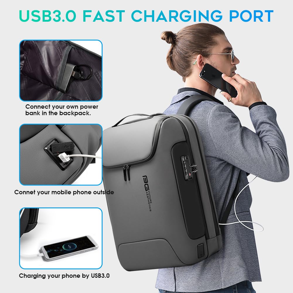 BANGE Anti-Theft Backpack with TSA Lock - Waterproof Travel Backpack with YKK Zipper - High-Tech Business Laptop Backpack for Men & Women - Fits 17.3 Inch Notebook - Perfect for Commuting, Business Trips & College Use