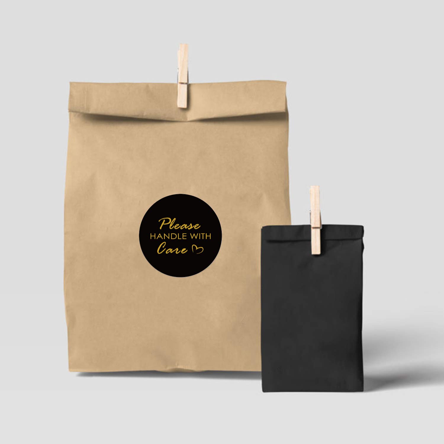 WRAPAHOLIC Premium Gold Foil 'Please Handle with Care' Stickers - 2x2 Inch Business Thank You Labels (500 Pack) - Perfect for Shipping Packages, Ecommerce Orders & Gift Wrapping