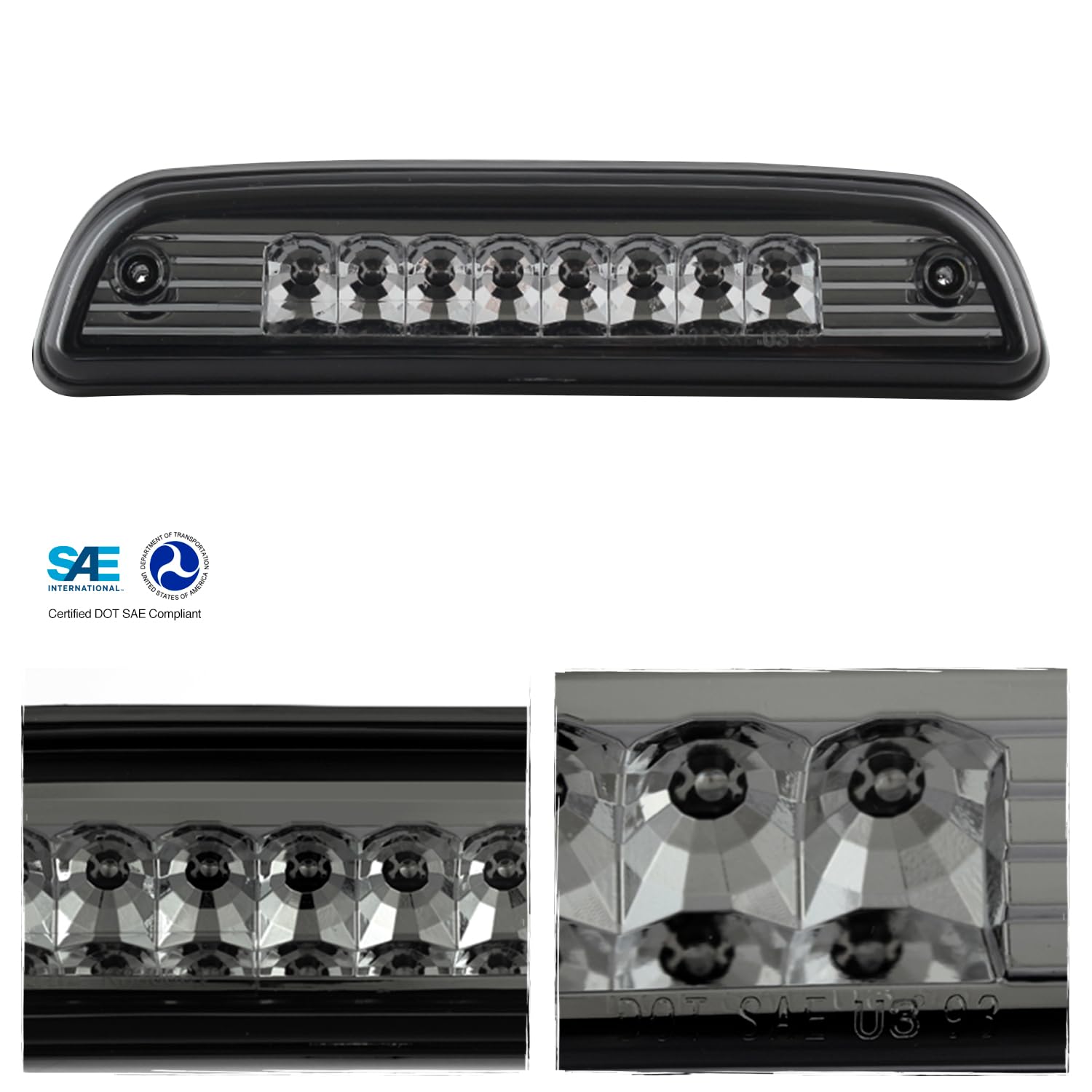 AKKON Smoked LED Tail Lights Pair + LED 3rd Brake Light Set for 1995-2000 Toyota Tacoma - Direct Replacement, Enhanced Visibility & Style for Night Driving & Off-Road Adventures