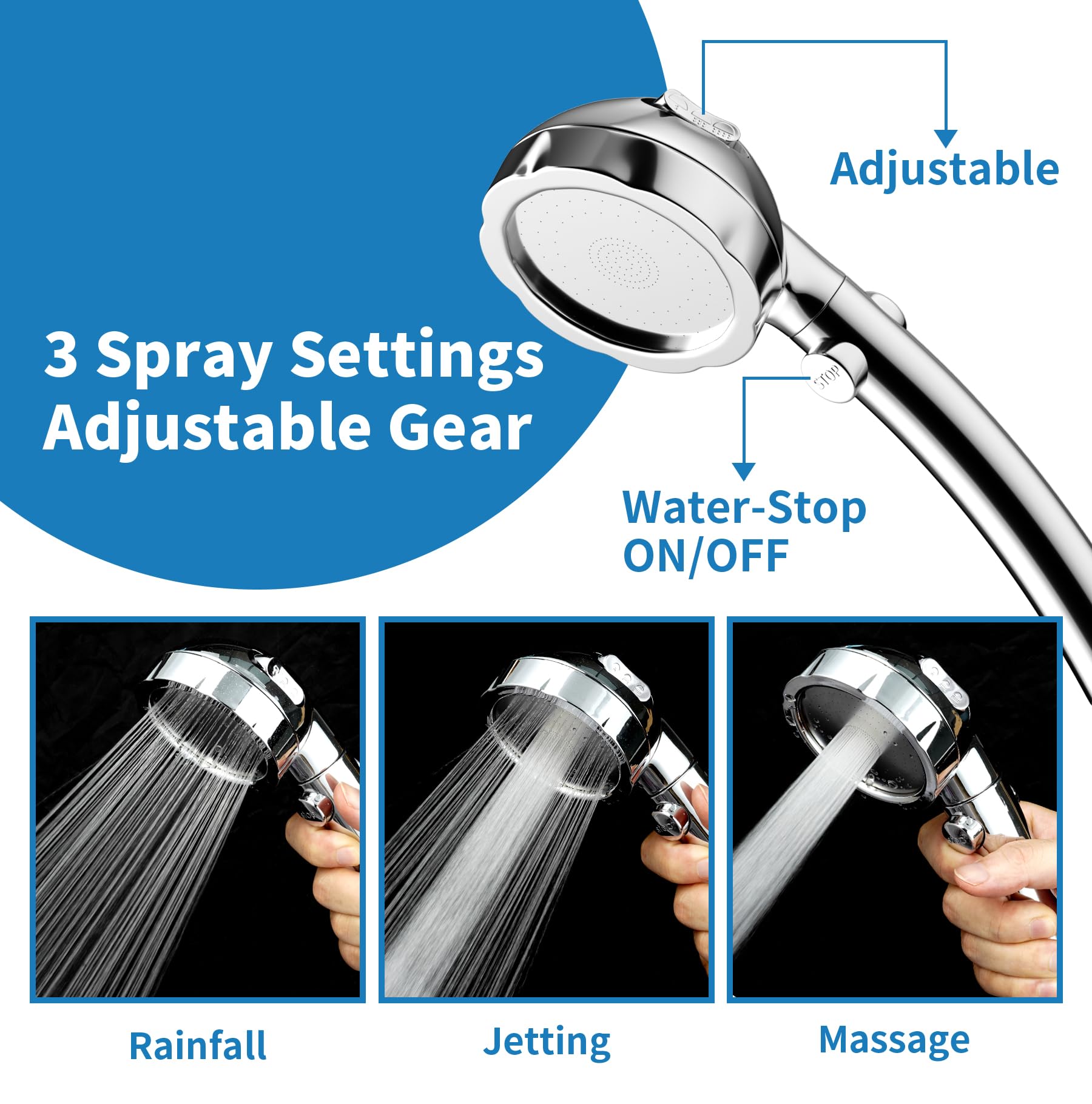 Hibbent Pet Bath Sprayer Kit - 119 Inch Hose, Brass Shower Diverter Valve & Handheld Shower Head for Dog Washing & Bathroom Cleaning | Perfect for Home Pet Grooming, Outdoor Dog Bathing & Household Cleaning