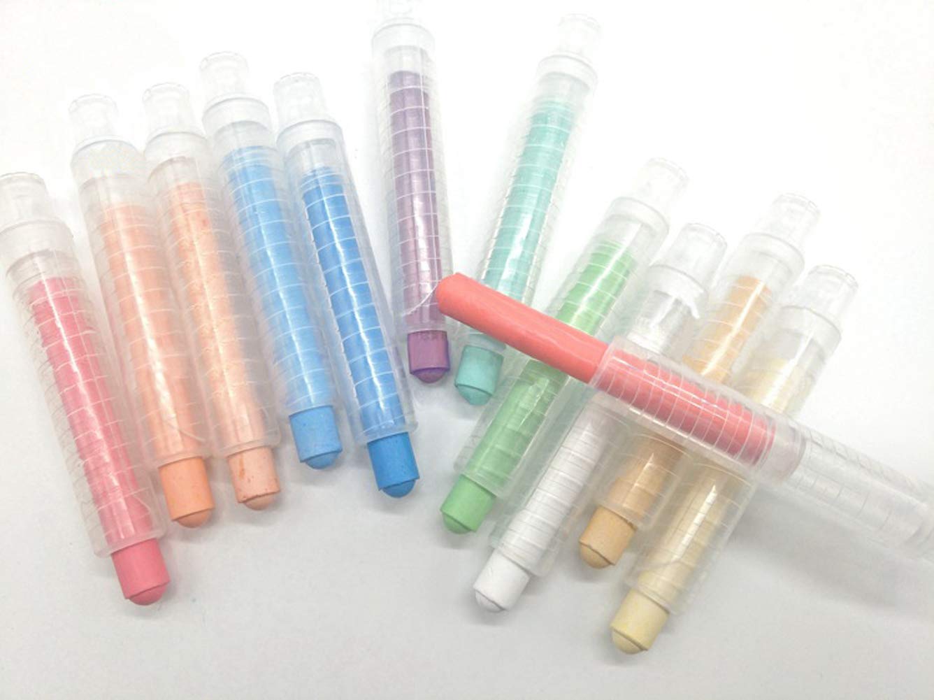 Non-Toxic Dustless Twistable Colored Chalk - 12 Pack Fine 1.0mm Tip for Kids Drawing, Writing on Whiteboard & Blackboard | Perfect for Classroom, Home Schooling & Art Projects