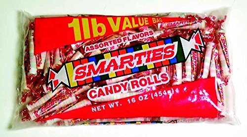 Smarties Candy Rolls - Assorted Fruit Flavors, 1 LB Bulk Pack (4 Pack) - Perfect for Halloween, Birthday Parties & Office Treats