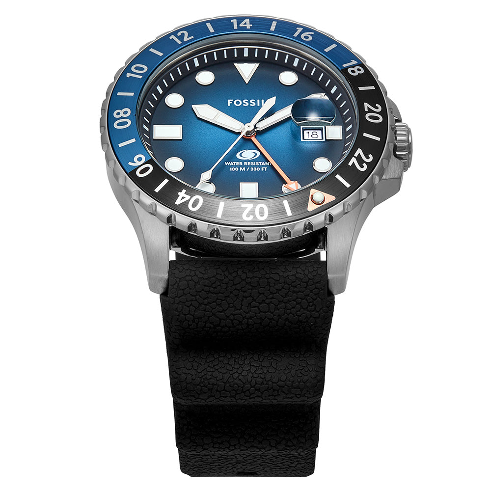 Fossil Blue FS6049 GMT Watch for Men - Stylish Analog Quartz Chronograph with Date Function - Perfect for Travel, Business & Everyday Wear