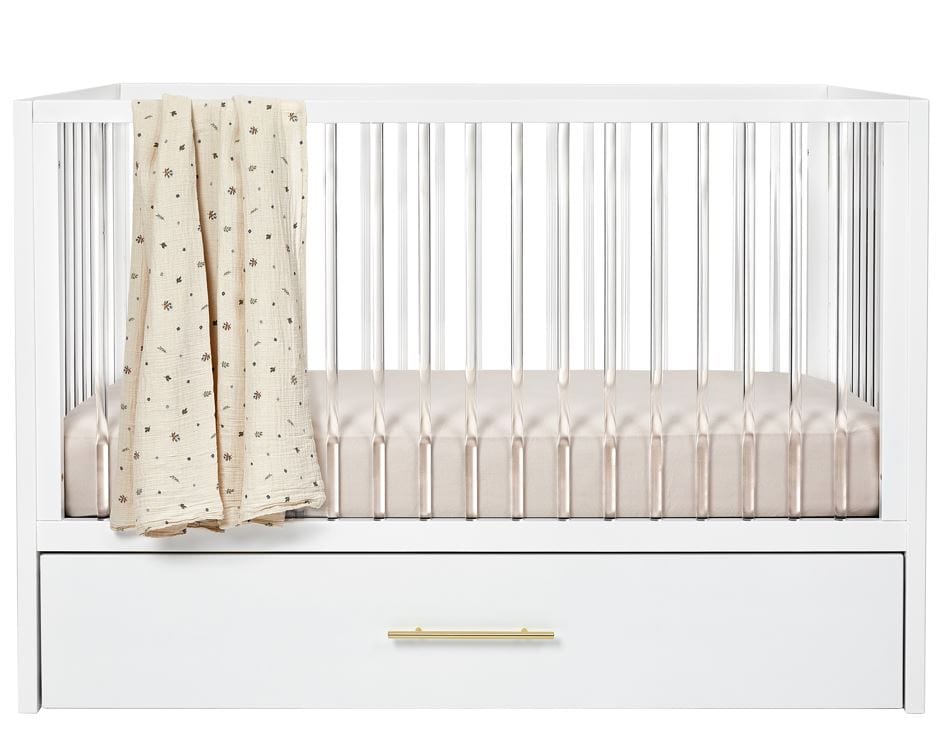 Hush Crib with Trundle & Custom Fabric Mattress - Convertible Baby Bed for Nursery, Guest Room & Small Spaces - Perfect for Newborns, Toddlers & Sleepovers