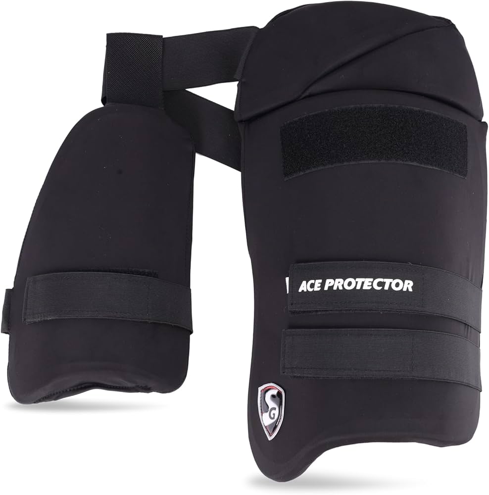 SG Combo Ace Protector Adult Thigh Guard - Black - High Impact Protection for Football, Hockey & Rugby - Perfect for Training & Competitive Sports