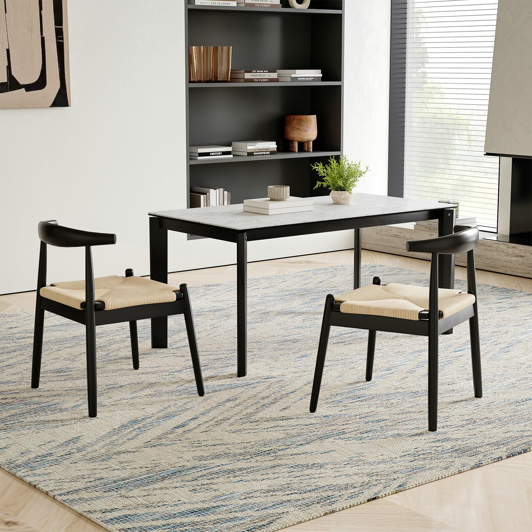 Soohow Mid Century Modern Dining Chairs Set of 2 - Solid Wood Legs Kitchen & Dining Room Chairs for Home, Restaurant, and Office Use